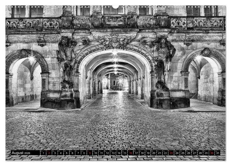 Produktbild: Dresden Faszination Schwarz Weiss (Wandkalender 2026 DIN A2 quer), CALVENDO Monatskalender