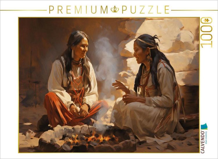 Produktbild: CALVENDO Puzzle Freundinnen - Indianische Frauen im Gespr&auml;ch | 1000 Teile Lege-Gr&ouml;&szlig;e 64x48cm Foto-Puzzle f&uuml;r gl&uuml;ckliche Stunden