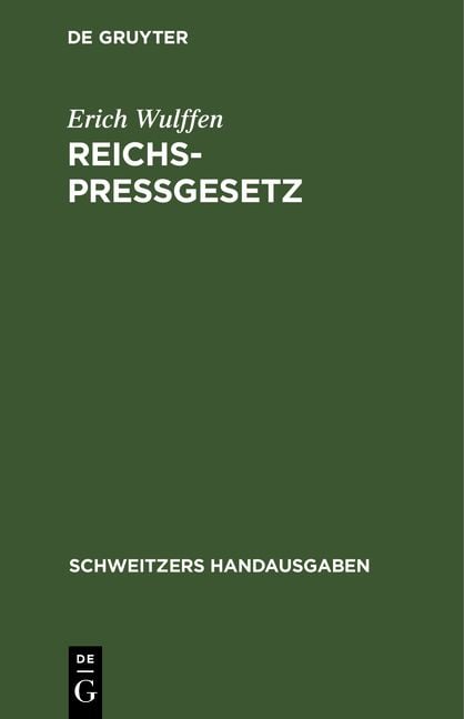 Produktbild: Reichs-Pressgesetz