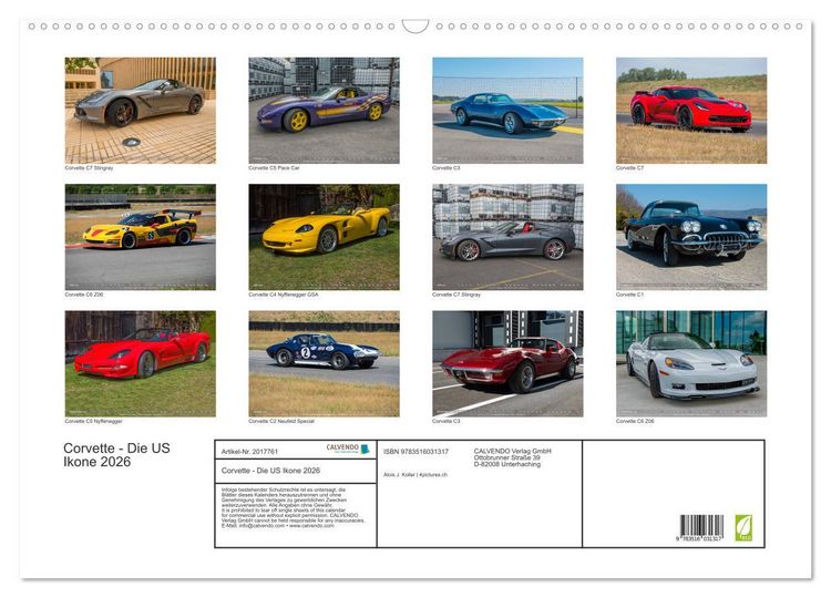 Produktbild: Corvette - Die US Ikone 2026 (Wandkalender 2026 DIN A2 quer), CALVENDO Monatskalender