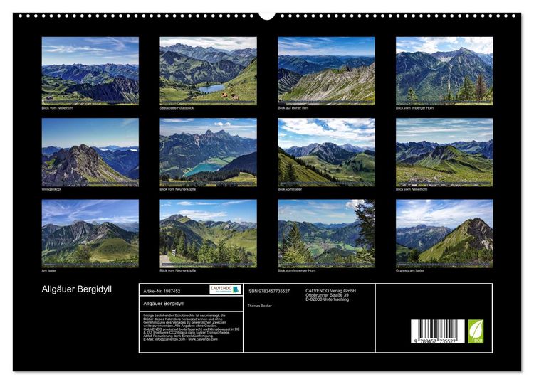 Produktbild: Allg&auml;uer Bergidyll (hochwertiger Premium Wandkalender 2026 DIN A2 quer), Kunstdruck in Hochglanz