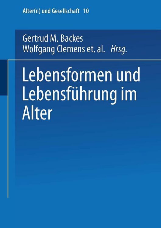 Produktbild: Lebensformen und Lebensf&uuml;hrung im Alter