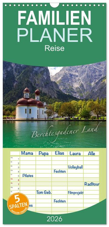 Produktbild: Familienplaner 2026 - Berchtesgadener Land mit 5 Spalten (Wandkalender, 21 x 45 cm) CALVENDO