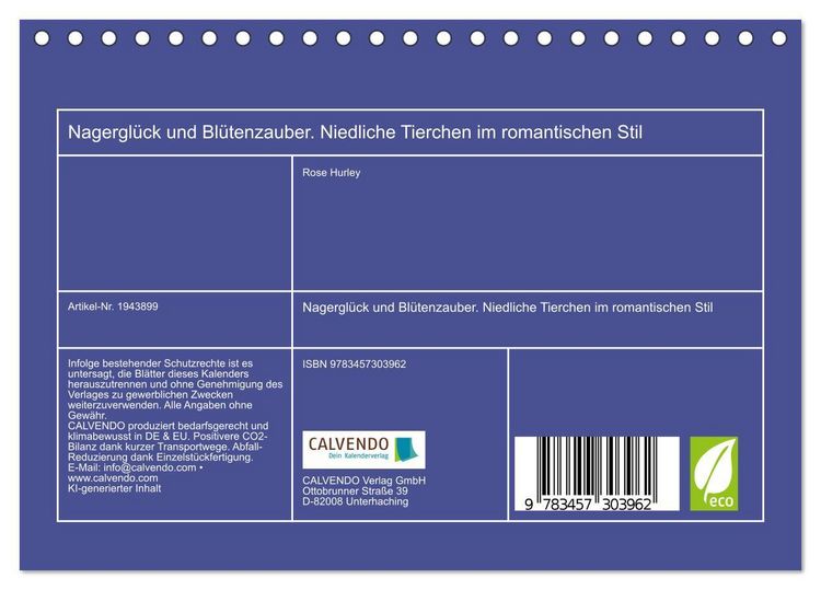 Produktbild: Nagergl&uuml;ck und Bl&uuml;tenzauber. Niedliche Tierchen im romantischen Stil (Tischkalender 2026 DIN A5 quer), CALVENDO Monatskalender