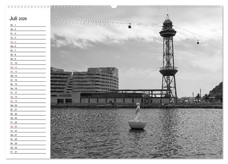 Produktbild: Barcelona Schwarz / Wei&szlig; Impressionen (hochwertiger Premium Wandkalender 2026 DIN A2 quer), Kunstdruck in Hochglanz