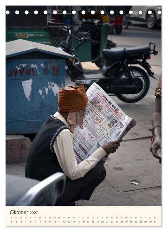 Produktbild: Stra&szlig;enleben in Rajasthan (Tischkalender 2027 DIN A5 hoch), CALVENDO Monatskalender