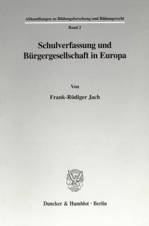 Produktbild: Schulverfassung und Bürgergesellschaft in Europa.
