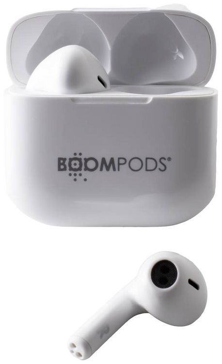 Produktbild: Boompods Bassline Compact In Ear Kopfh&ouml;rer Bluetooth&reg; Wei&szlig; Headset, Klang-Personalisierung, Lautst&auml;rkeregelung, Schwei&szlig;resistent