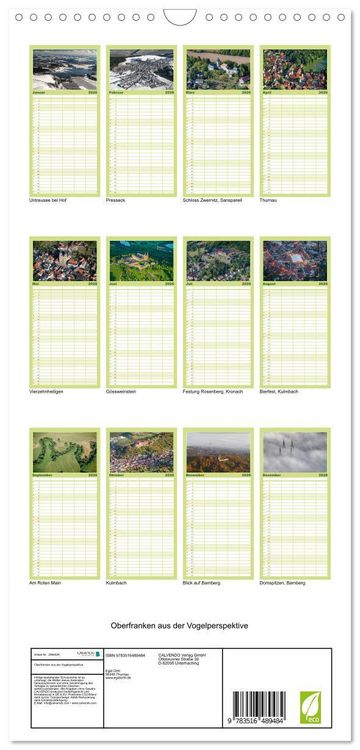 Produktbild: Familienplaner 2026 - Oberfranken aus der Vogelperspektive mit 5 Spalten (Wandkalender, 21 x 45 cm) CALVENDO