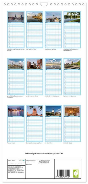 Produktbild: Familienplaner 2026 - Schleswig Holstein - Landeshauptstadt Kiel mit 5 Spalten (Wandkalender, 21 x 45 cm) CALVENDO