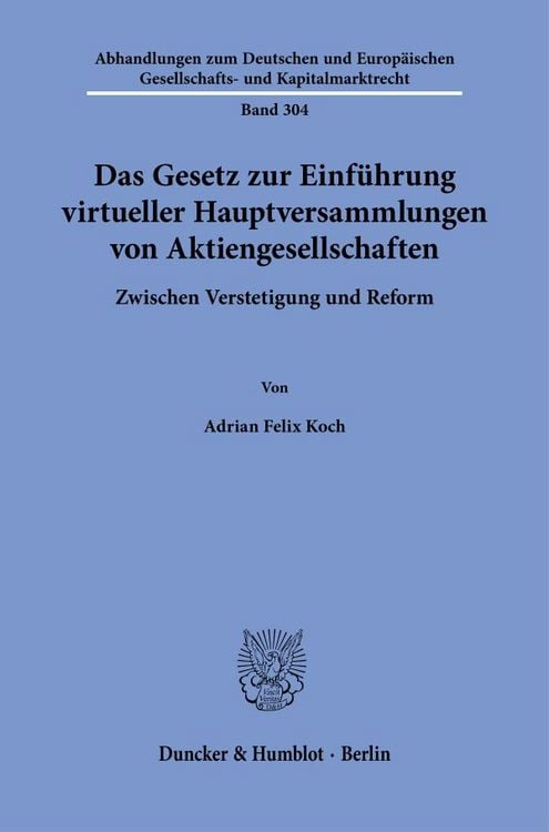Produktbild: Das Gesetz zur Einf&uuml;hrung virtueller Hauptversammlungen von Aktiengesellschaften