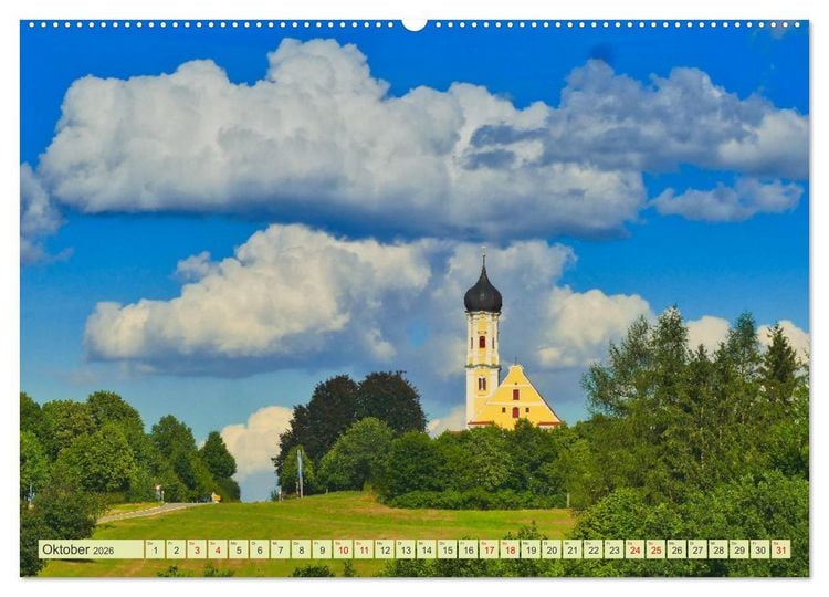 Produktbild: Die Stauden, Kirchen und Kapellen im Naturpark Augsburg westliche W&auml;lder (hochwertiger Premium Wandkalender 2026 DIN A2 quer), Kunstdruck in Hochglanz