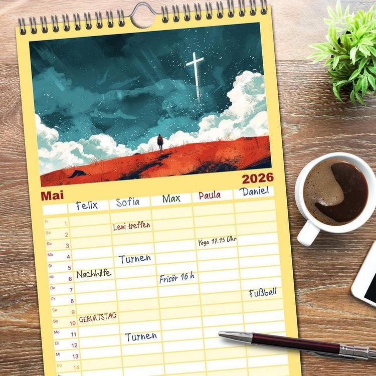 Produktbild: Familienplaner 2026 - F&uuml;hle dich inspiriert und begleitet mit 5 Spalten (Wandkalender, 21 x 45 cm) CALVENDO