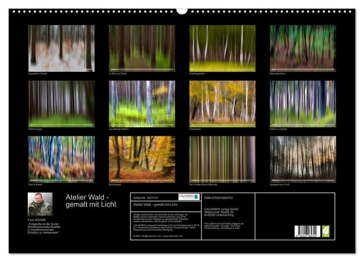 Produktbild: Atelier Wald - gemalt mit Licht (Wandkalender 2026 DIN A2 quer), CALVENDO Monatskalender