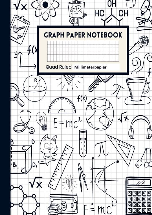 Produktbild: Mathematik Notizbuch Graphisches Papier Notizbuch Notizbuch aus Millimeterpapier - 1/2 Zoll gro&szlig;e Quadrate