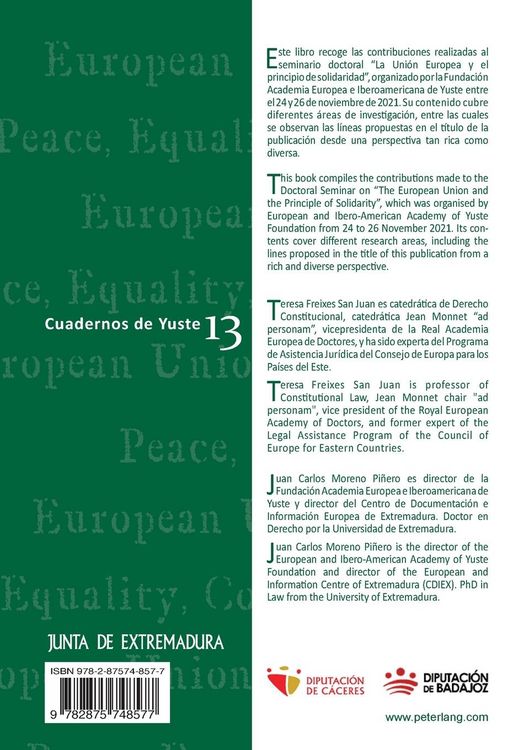 Produktbild: La Uni&oacute;n Europea y el Principio de Solidaridad / The European Union and the Principle of Solidarity