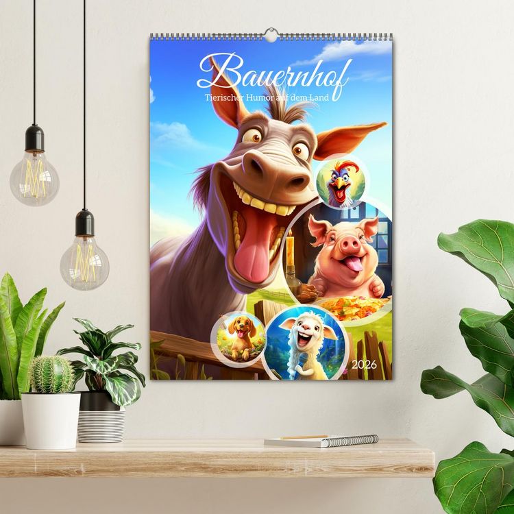 Produktbild: Bauernhof. Tierischer Humor auf dem Land (Wandkalender 2026 DIN A2 hoch), CALVENDO Monatskalender