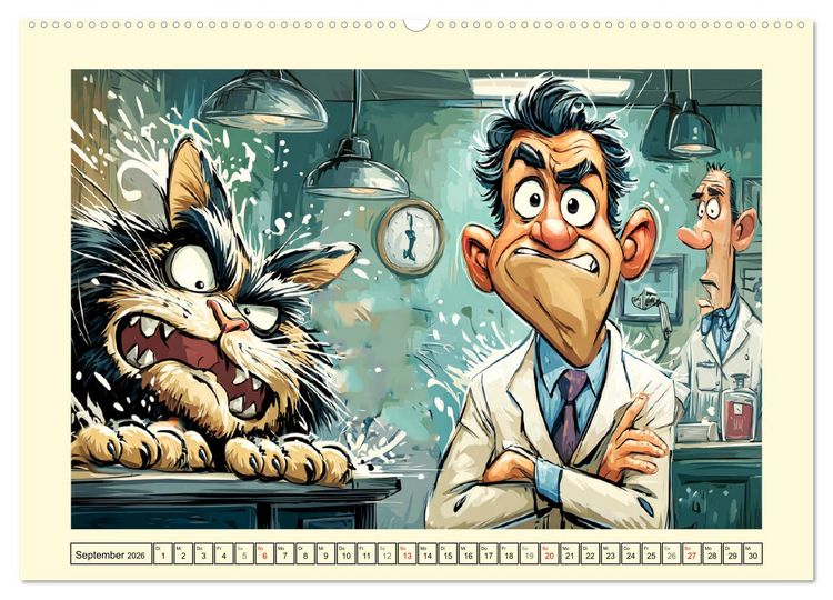 Produktbild: Beim Tierarzt! Tierisch schr&auml;ge Besuche in der Vetklinik (Wandkalender 2026 DIN A2 quer), CALVENDO Monatskalender