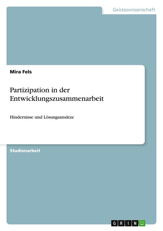 Produktbild: Partizipation in der Entwicklungszusammenarbeit
