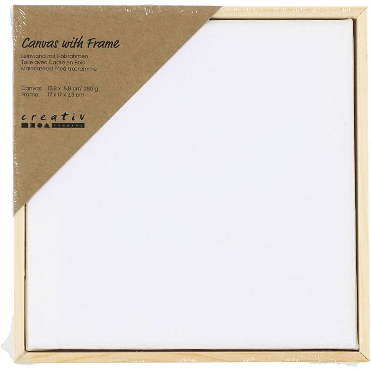 Produktbild: Creativ Company Gespannte Leinwand mit Rahmen, Gr&ouml;&szlig;e 15,8x15,8 cm, 280 g, Wei&szlig;, 10 Stk