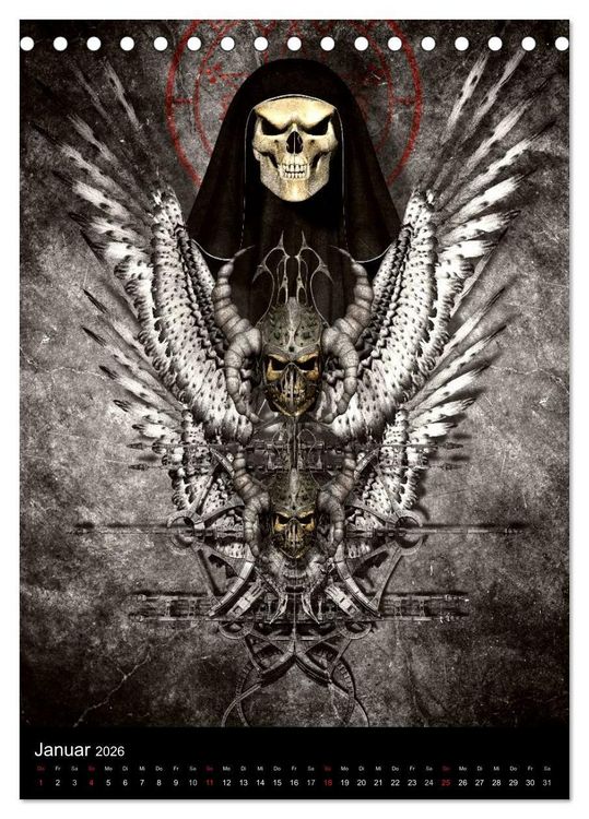 Produktbild: S.O.D. - Skulls Of Death Vol. I - Totenkopf Artworks (Tischkalender 2026 DIN A5 hoch), CALVENDO Monatskalender