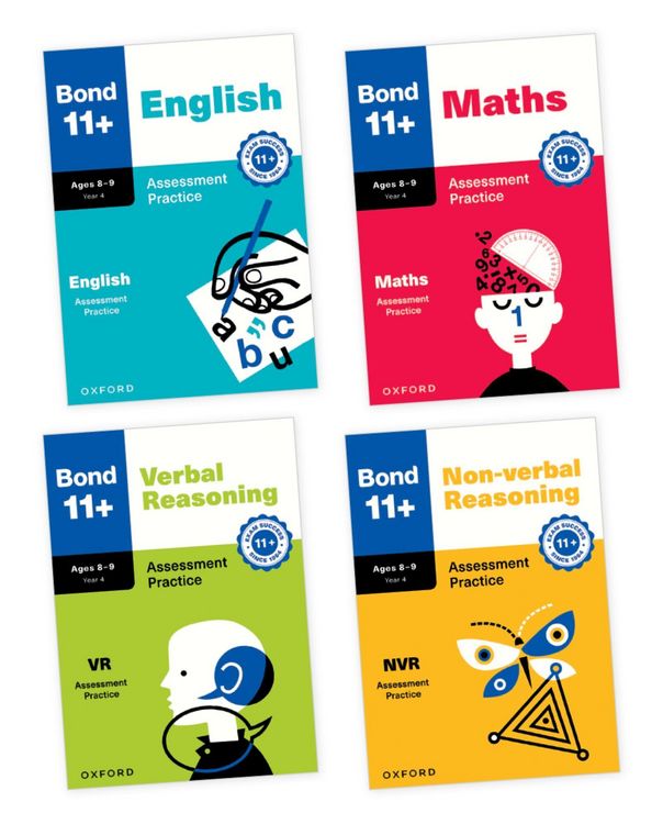 Produktbild: Bond 11+ Assessment Practice Papers Bundle for Age 8-9 | For GL Assessment & other 11 plus exams | English, Maths, Verbal Reasoning & Non-verbal Reasoning