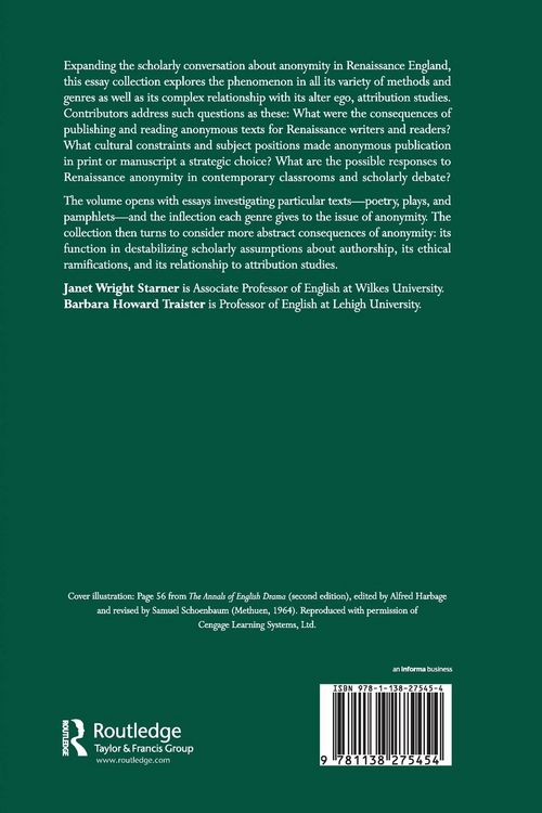 Produktbild: Anonymity in Early Modern England