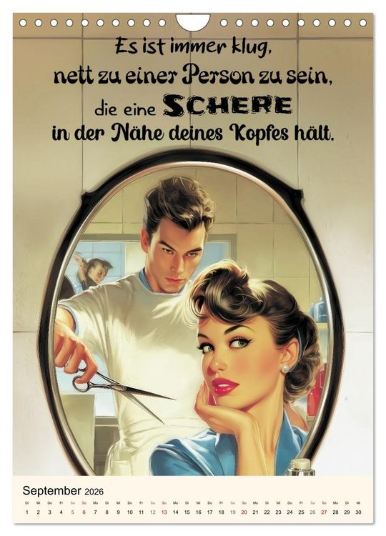 Produktbild: Friseurspr&uuml;che, Spa&szlig; rund um Frisuren, Kamm und Schere (Wandkalender 2026 DIN A4 hoch), CALVENDO Monatskalender