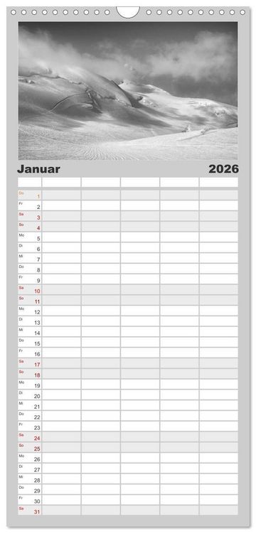 Produktbild: Familienplaner 2026 - Bergsucht 2026 mit 5 Spalten (Wandkalender, 21 x 45 cm) CALVENDO