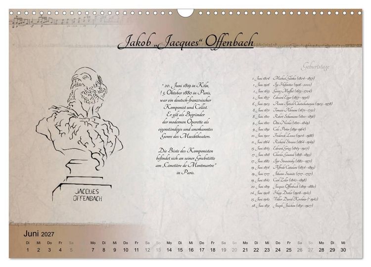 Produktbild: Von Mozart bis Beethoven (Wandkalender 2027 DIN A3 quer), CALVENDO Monatskalender