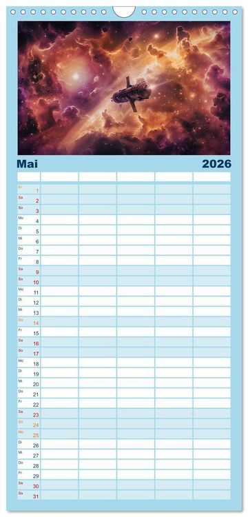 Produktbild: Familienplaner 2026 - Sternenreisen - Ein kosmischer Kalender mit 5 Spalten (Wandkalender, 21 x 45 cm) CALVENDO