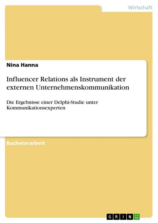 Produktbild: Influencer Relations als Instrument der externen Unternehmenskommunikation