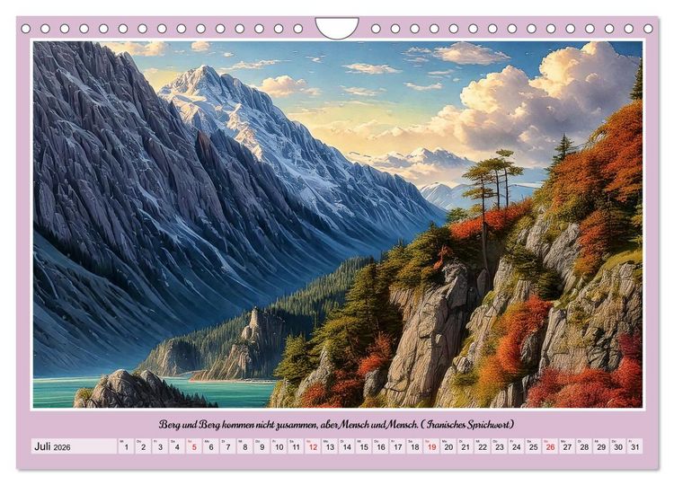 Produktbild: Bergwelt in Bildern und Zitaten (Wandkalender 2026 DIN A4 quer), CALVENDO Monatskalender