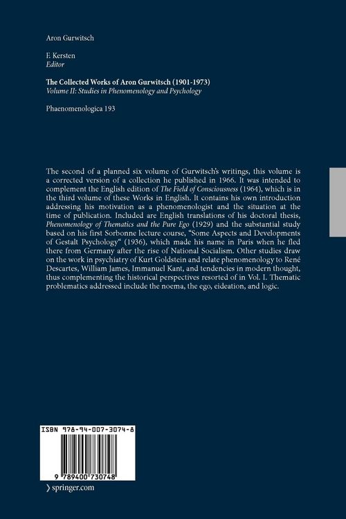Produktbild: The Collected Works of Aron Gurwitsch (1901-1973)