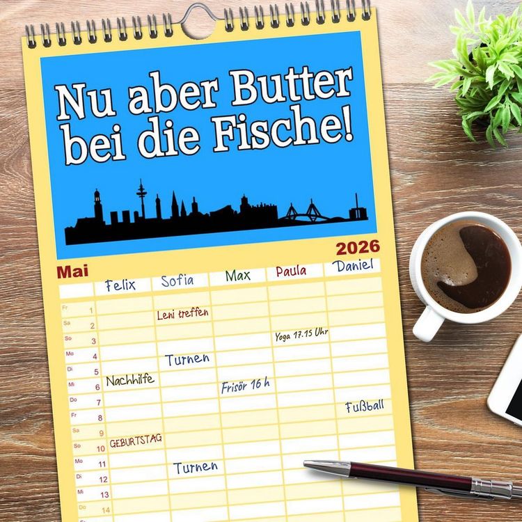 Produktbild: Familienplaner 2026 - Hamburger Schnack mit 5 Spalten (Wandkalender, 21 x 45 cm) CALVENDO