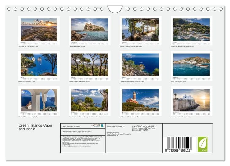 Produktbild: Dream Islands Capri and Ischia (Wall Calendar 2027 DIN A4 landscape), CALVENDO 12 Month Wall Calendar