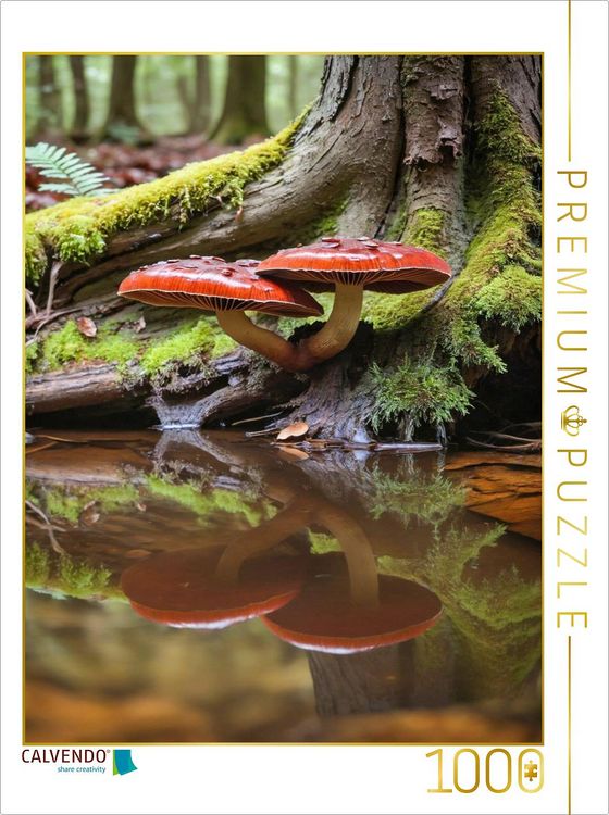 Produktbild: CALVENDO Puzzle Gl&auml;nzender Lackporling im verwunschenen Wald | 1000 Teile Lege-Gr&ouml;&szlig;e 64x48cm Foto-Puzzle f&uuml;r gl&uuml;ckliche Stunden