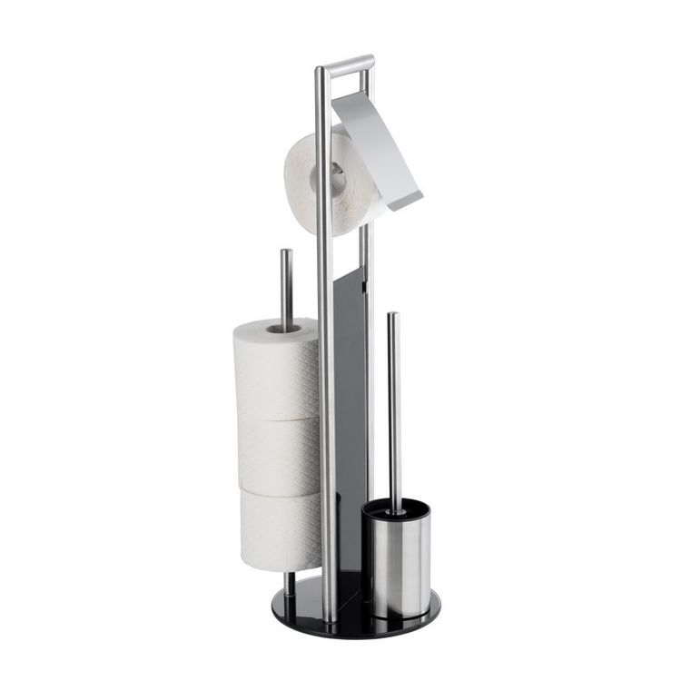 Produktbild: Stand WC-Garnitur Mod. Ravina, Edelstahl matt, mit austauschbarem B&uuml;rstenkopf