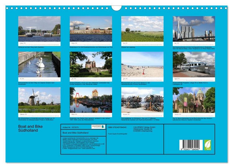 Produktbild: Boat and Bike S&uuml;dholland (Wandkalender 2026 DIN A3 quer), CALVENDO Monatskalender