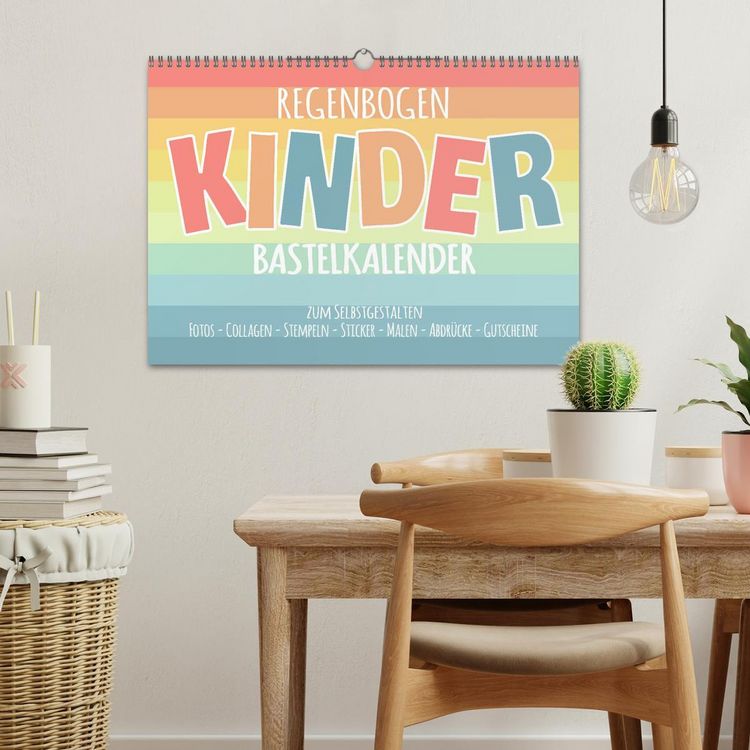 Produktbild: Regenbogen Kinder Bastelkalender - Zum Selbstgestalten - DIY Kreativ-Kalender (Wandkalender 2026 DIN A3 quer), CALVENDO Monatskalender