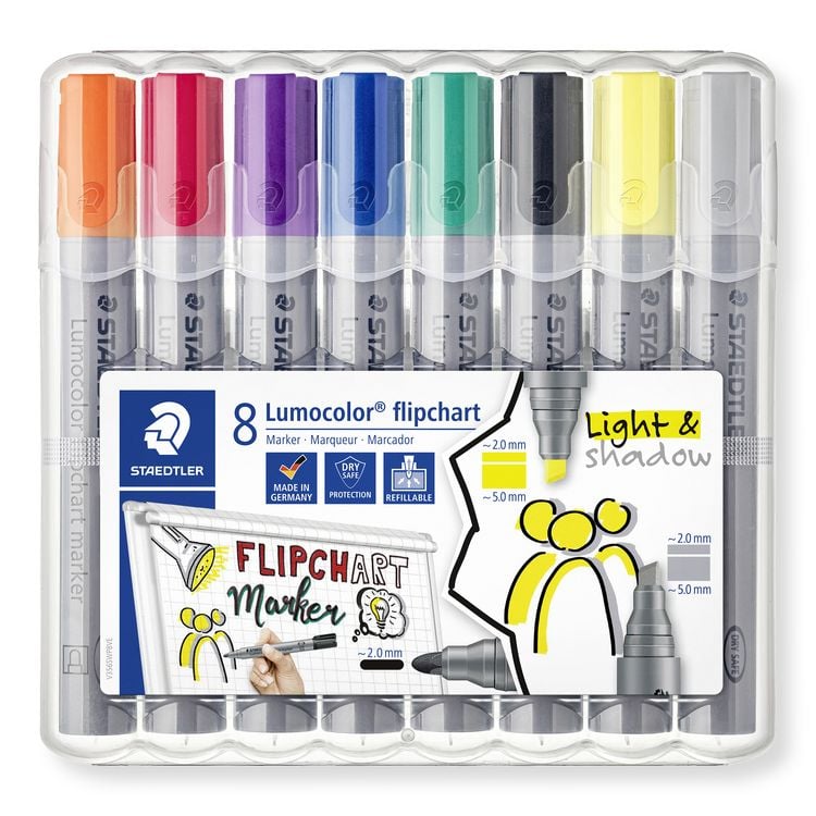 Produktbild: STAEDTLER Flipchart-Marker Lumocolor 356 Rundspitze 356 SWP8 , 8er Set