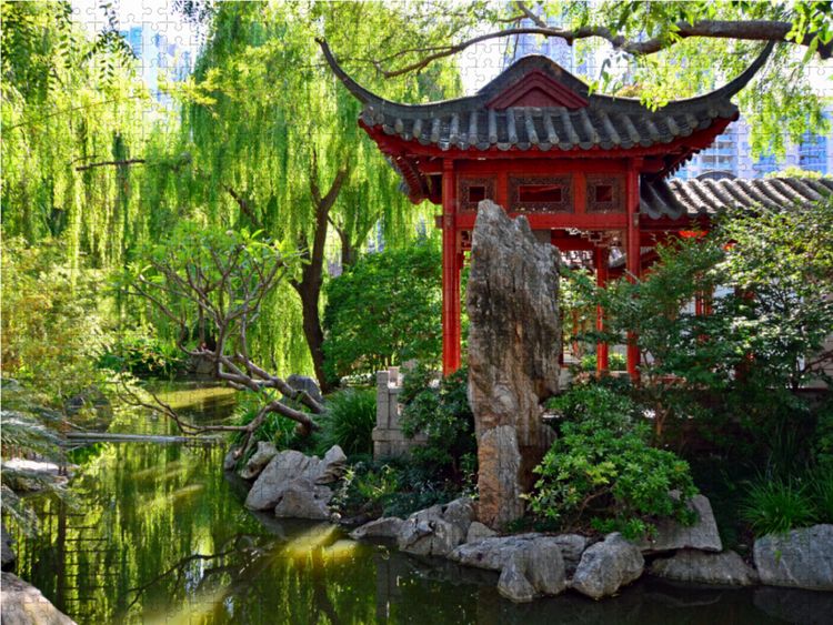 Produktbild: CALVENDO Puzzle Chinesischer Garten | 1000 Teile Lege-Gr&ouml;&szlig;e 64x48cm Foto-Puzzle f&uuml;r gl&uuml;ckliche Stunden