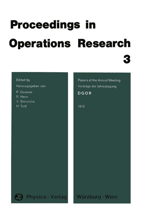 Produktbild: DGOR Papers of the Annual Meeting 1973 / Vortr&auml;ge der Jahrestagung 1973
