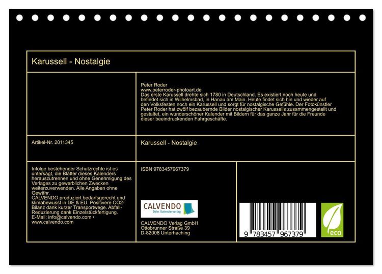 Produktbild: Karussell - Nostalgie (Tischkalender 2026 DIN A5 quer), CALVENDO Monatskalender