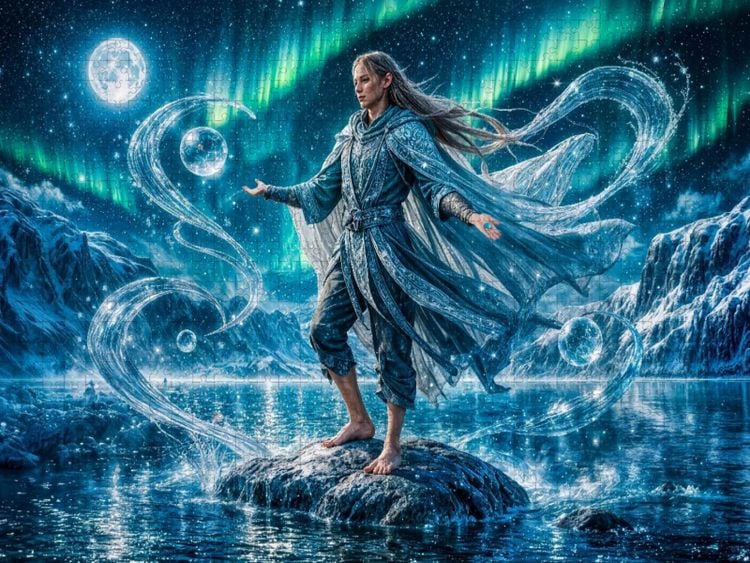 Produktbild: CALVENDO Puzzle Wassermann Magischer Wasser Magier im Mondlicht | 1000 Teile Lege-Gr&ouml;&szlig;e 64x48cm Foto-Puzzle f&uuml;r gl&uuml;ckliche Stunden