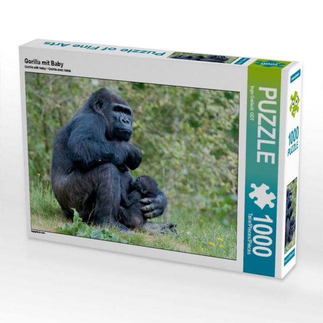 Produktbild: CALVENDO Puzzle Gorilla mit Baby | 1000 Teile Lege-Gr&ouml;&szlig;e 64x48cm Foto-Puzzle f&uuml;r gl&uuml;ckliche Stunden
