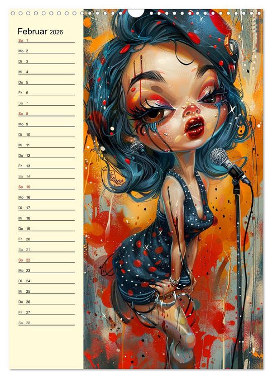 Produktbild: Rockabilly. Strange Comic-Kunst Girls im 50er-Jahre Stil (Wandkalender 2026 DIN A3 hoch), CALVENDO Monatskalender