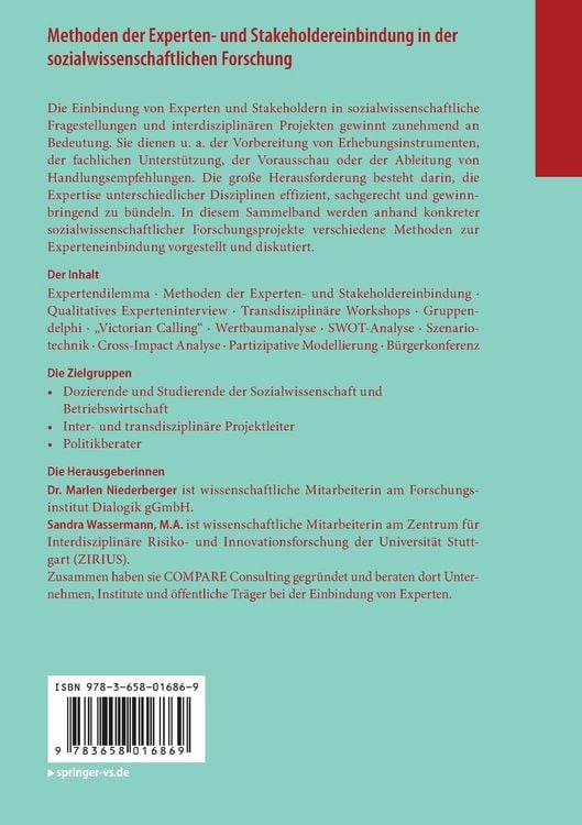 Produktbild: Methoden der Experten- und Stakeholdereinbindung in der sozialwissenschaftlichen Forschung