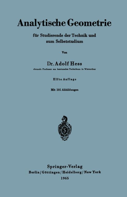Produktbild: Analytische Geometrie f&uuml;r Studierende der Technik und zum Selbststudium