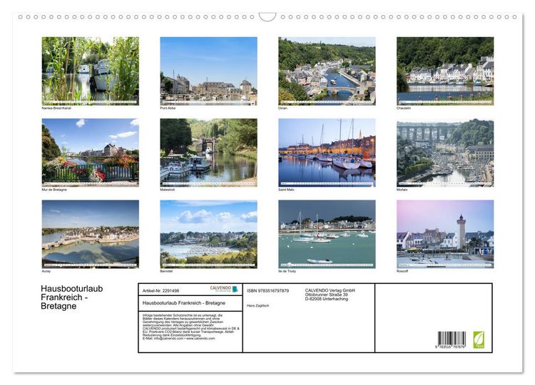 Produktbild: Hausbooturlaub Frankreich - Bretagne (Wandkalender 2027 DIN A2 quer), CALVENDO Monatskalender